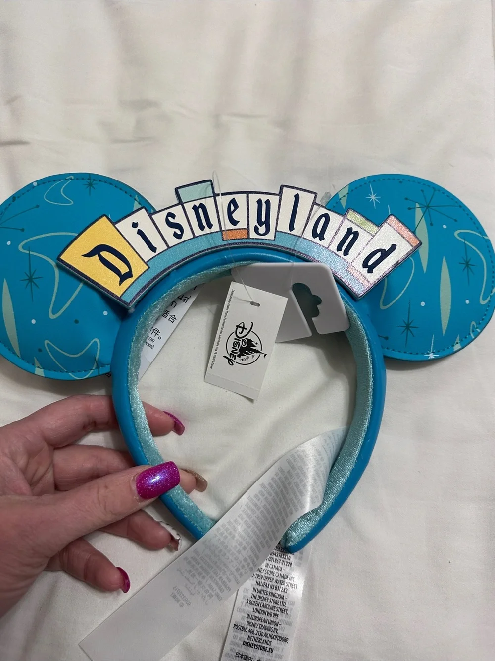 Disney Turquoise Disneyland Lettering Mickey Ear Headband
